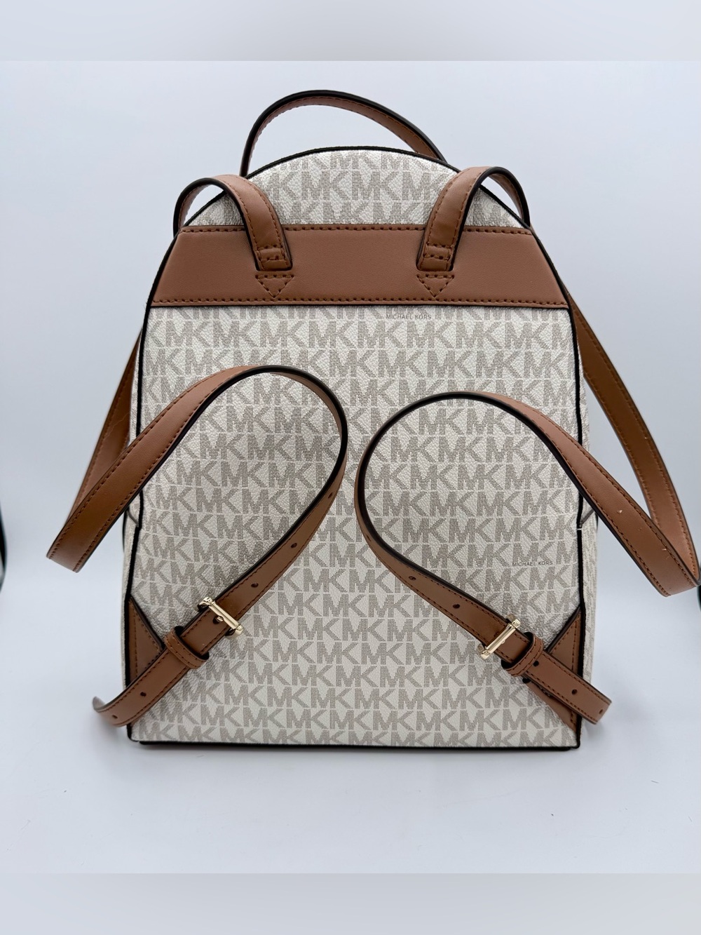 Michael Kors Jaycee Medium Backpack Vanilla Signature Logo Luggage Trim - Picture 2 of 10